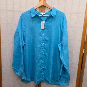 J. Jill NWT Tunic Length Linen Long Sleeve Shirt Sz XLT